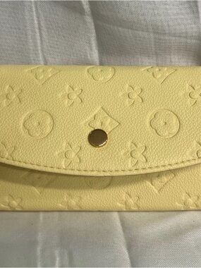 Yellow Embossed Floral Leather Wallet - Designer Style
